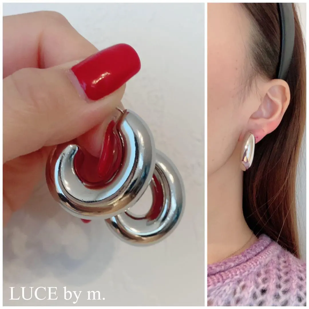 Thumbnail of 875 Plump Silver Hoop Earrings, Adult Cute, Stylish, Large
