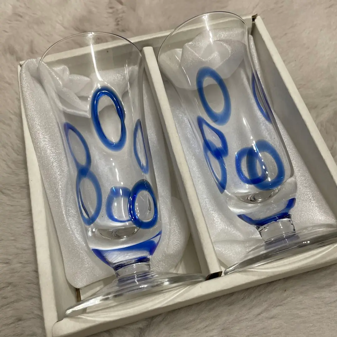 未使用自宅保管 吉谷硝子 手工玻璃啤酒杯對杯 的縮圖