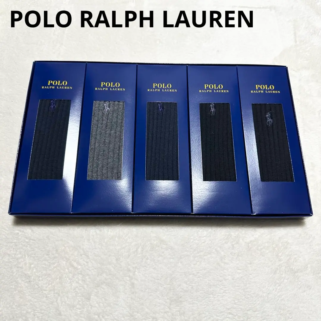 全新未使用 Ralph Lauren 五雙襪子 黑色 灰色 深藍色 25〜26cm 4-4 的縮圖