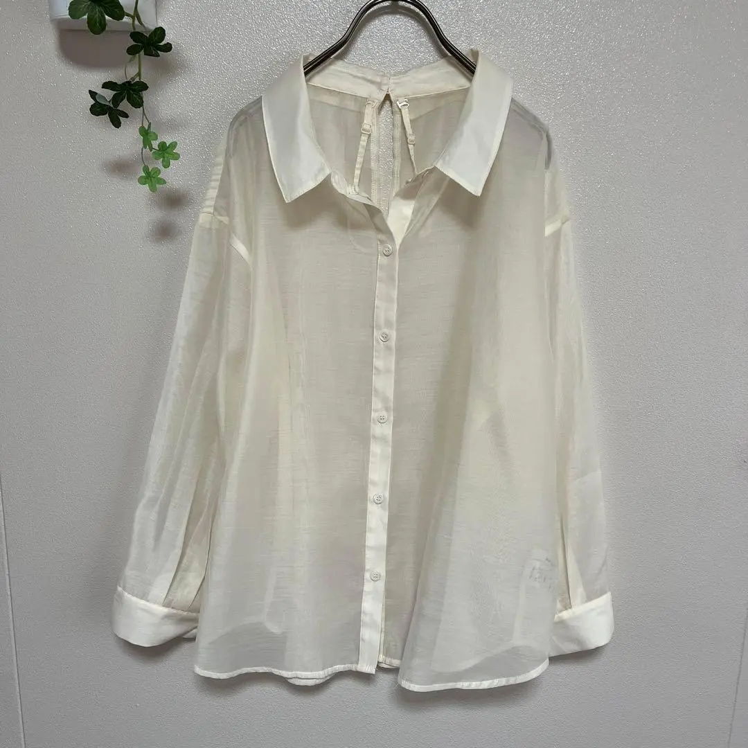 Thumbnail of Archive 2-way long sleeve sheer shirt asymmetrical see-through off-white shoulder cut-out