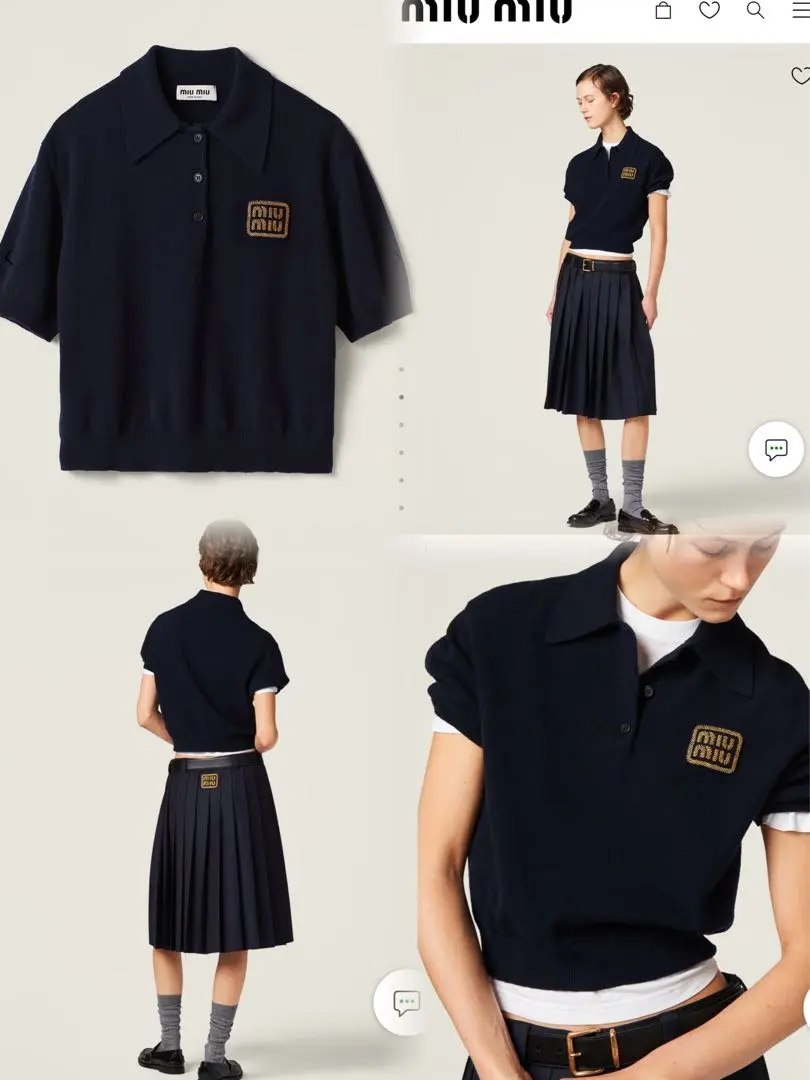 Miu Miu ネイビー ポロシャツ 五分袖 楽天市場】ミュウミュウ MIU MIU コットンピケ ポロシャツ