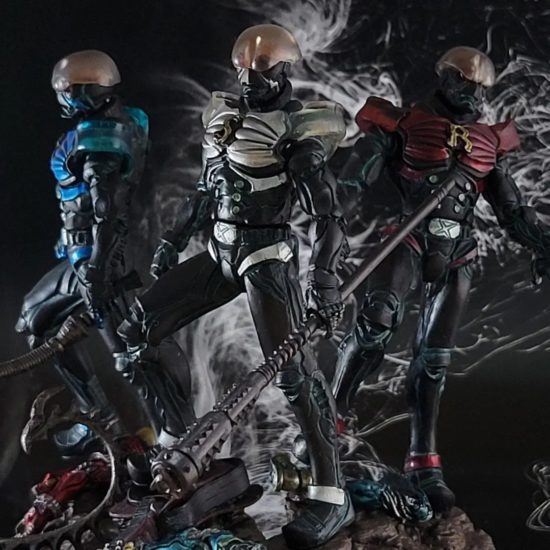 レッドハカイダー（ミサイルボウガンver.) 朱ムカデ2体セット東映レトロソフビ コブラ男」「レッドコンドル」「レッドハカイダー（ミサイル