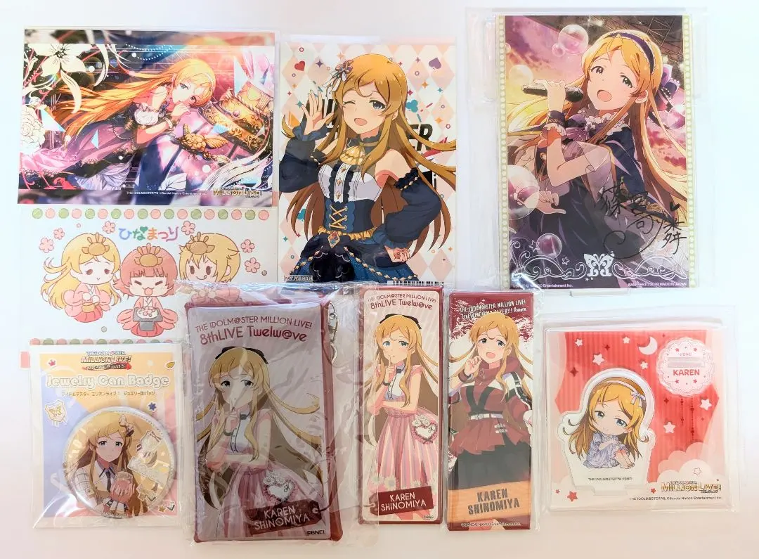 Thumbnail of Kanon Shinomoya Goods Set - Million Live! - Bromide, Acrylic Stand,缶 Badges