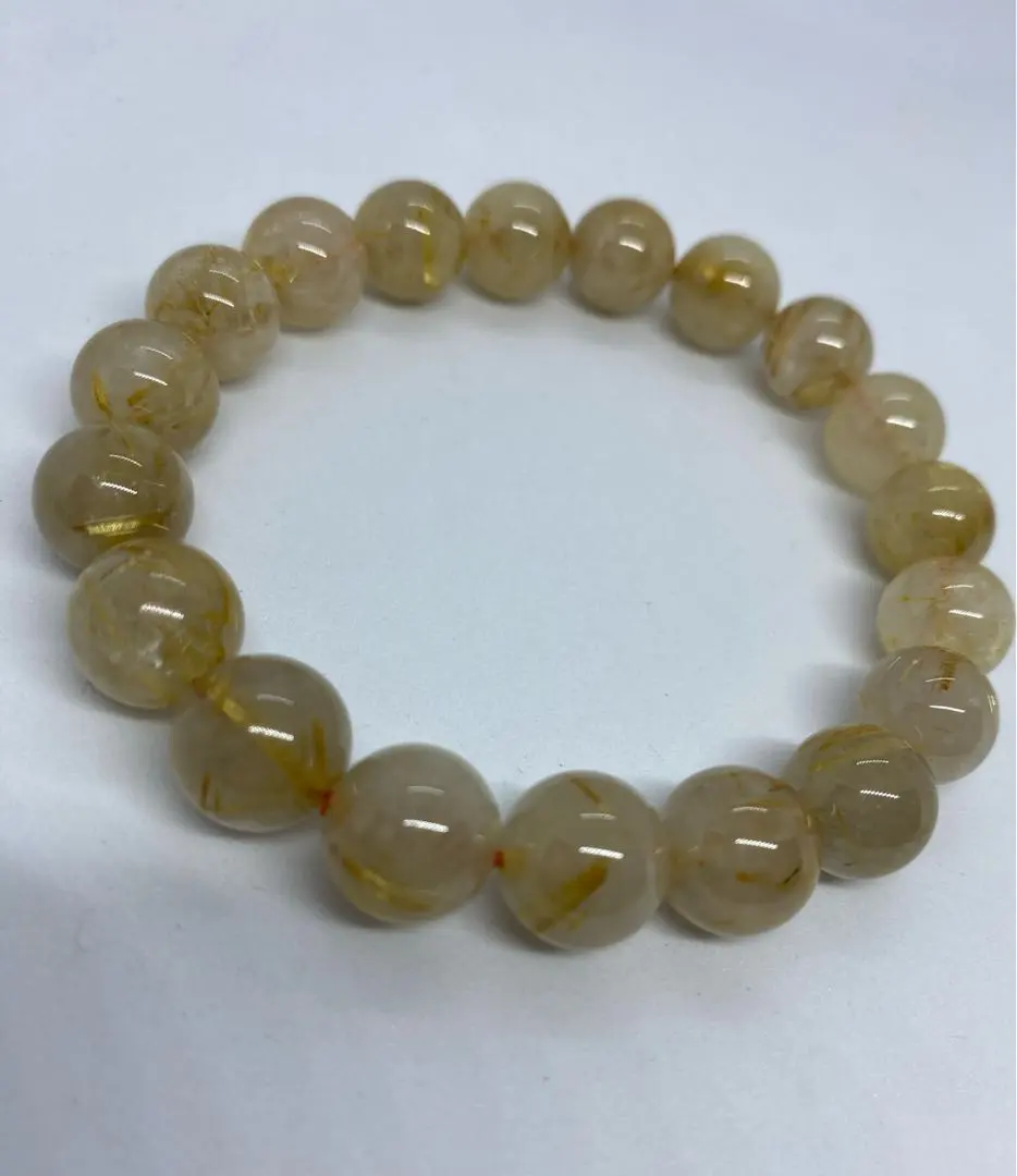 金髮晶 髮晶 佛珠 男女通用 手鍊 水晶 定價5000日圓 的縮圖