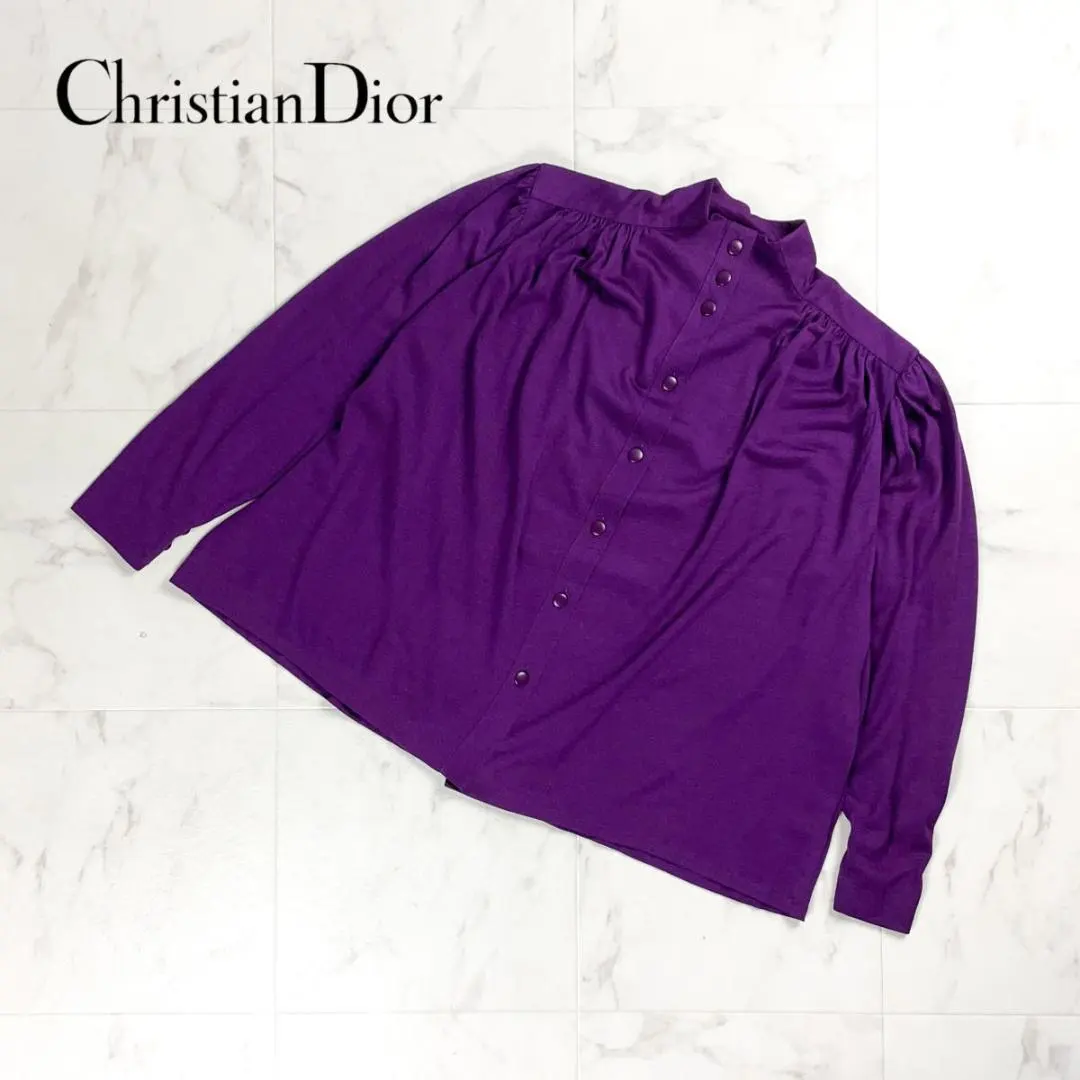 Christian Dior 絲綢羊毛 高領襯衫 紫色 *ZC480 的縮圖