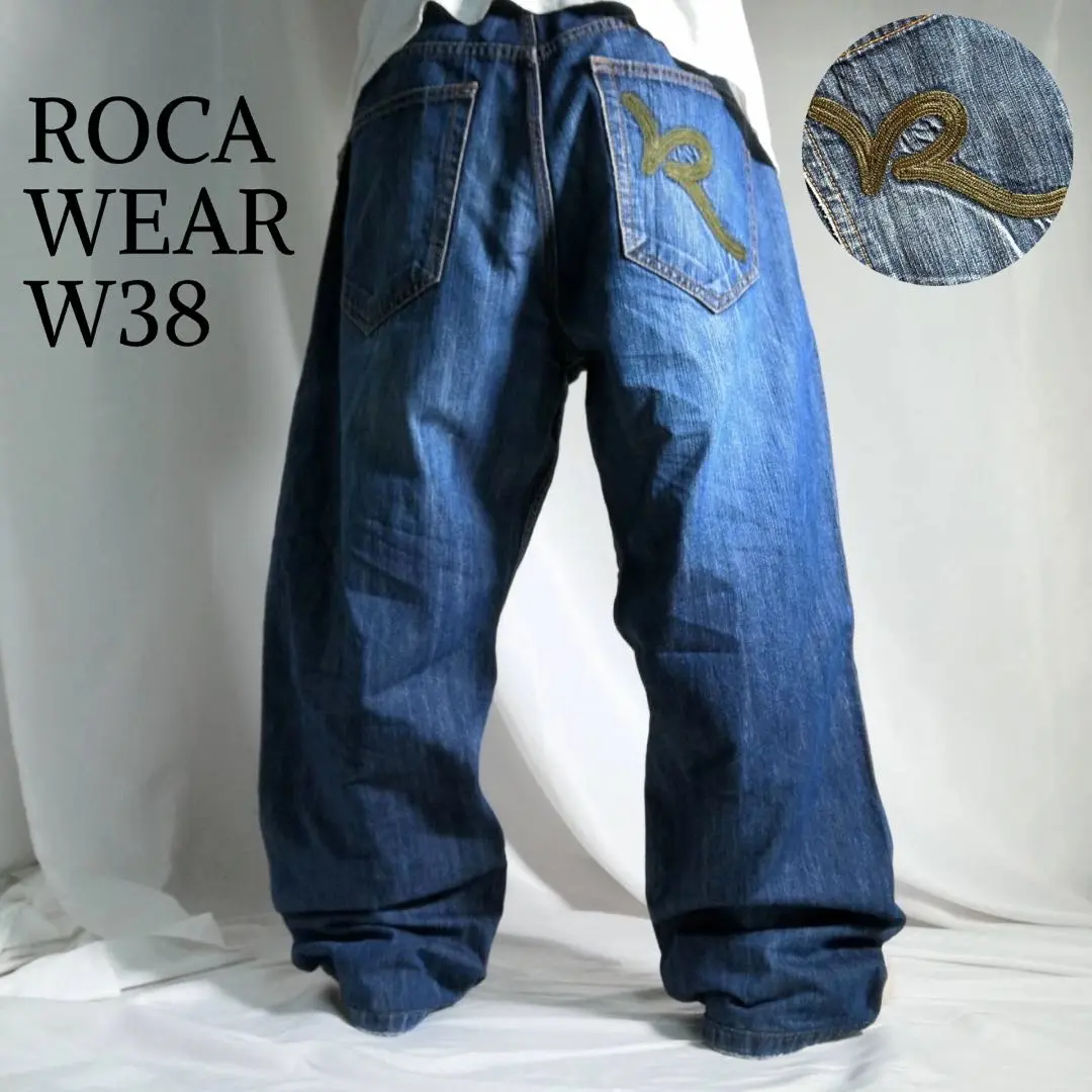 Thumbnail of Roca Wear Baggy Denim Pants ROCA WEAR Dark Navy Embroidery W38 y2k