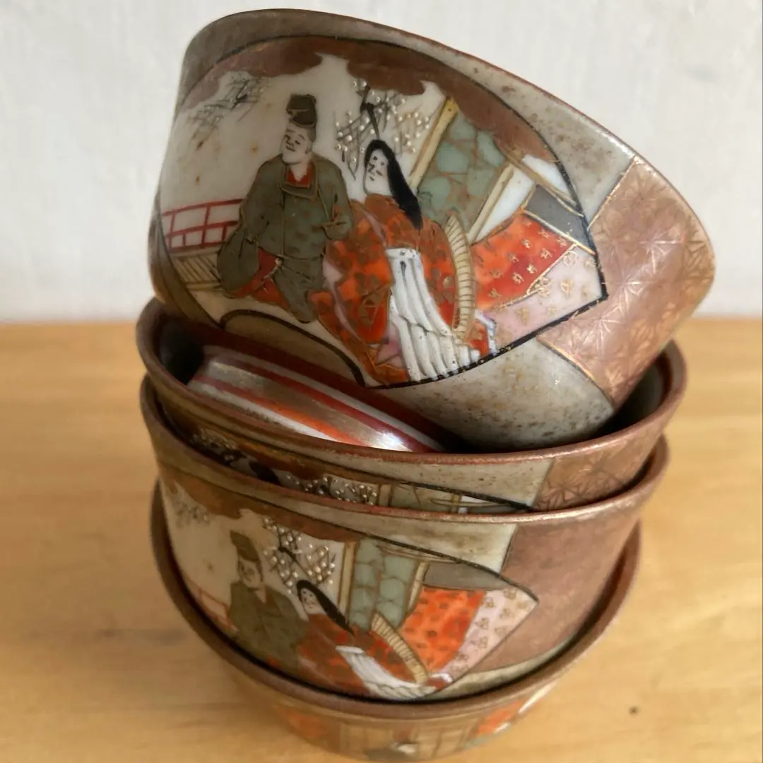 Thumbnail of Kutani-yaki teacups, set of 4. Old teacups, antique, vintage.