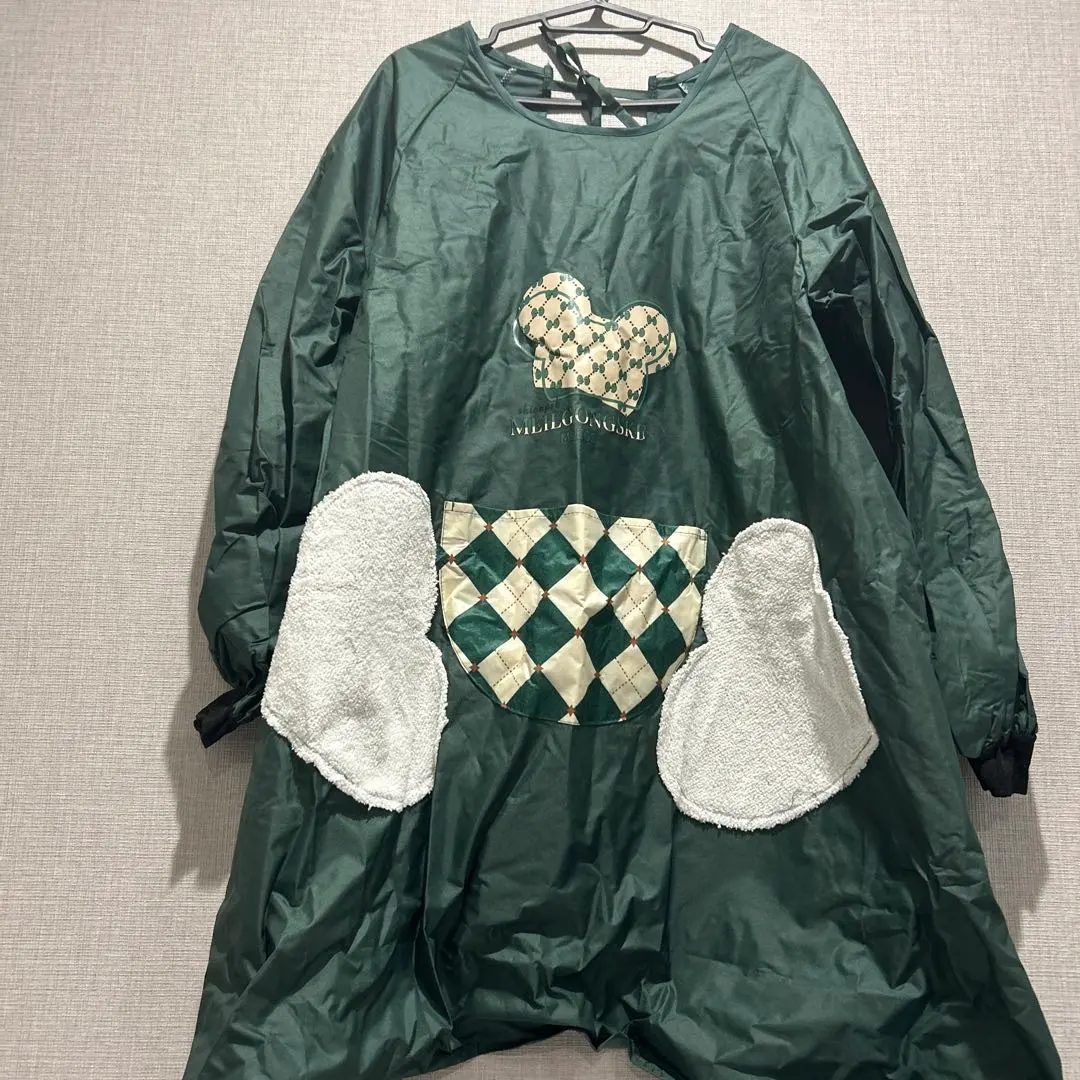 綠色 割烹圍裙 格紋口袋 的縮圖