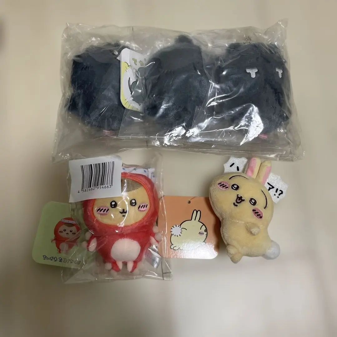 可愛的玩偶套裝 灰色小傢伙3隻一套，兔子，栗子饅頭 的縮圖