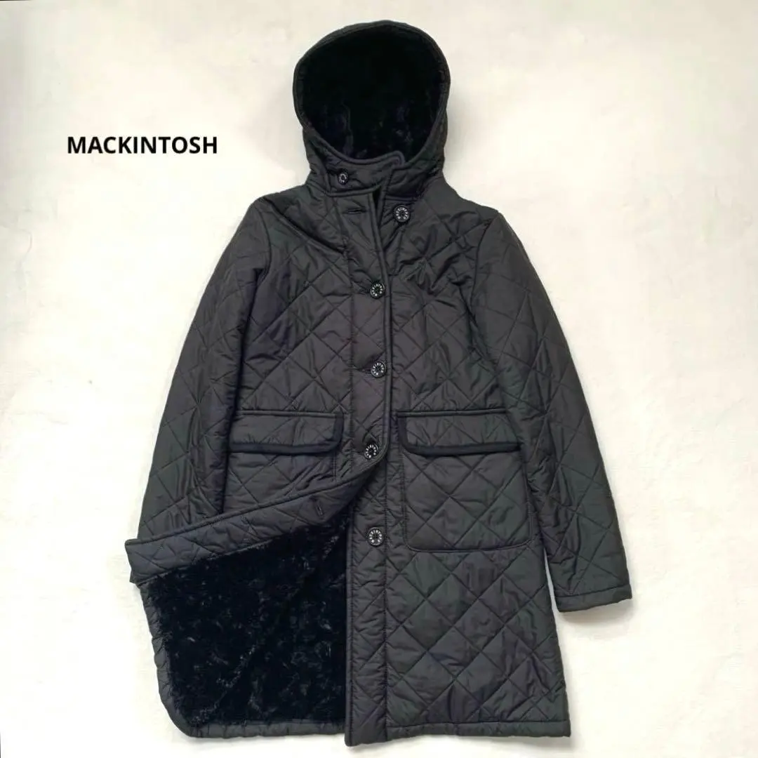 Thumbnail of Mackintosh Quilted Coat with Fleece Lining, Size 34, Black, Long, Hooded