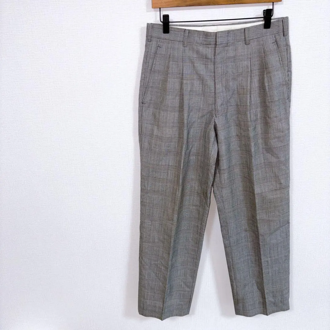 f389【無品牌】格紋長褲 羊毛 錐形 灰色 百搭 的縮圖