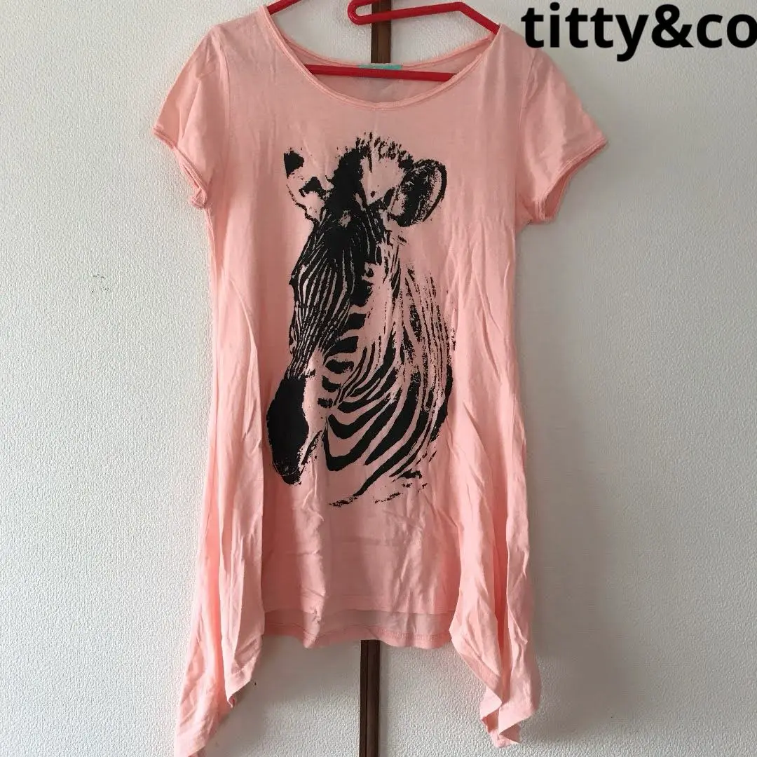 Thumbnail of Titty&Co. Salmon Pink Short-Sleeved Asymmetrical T-shirt