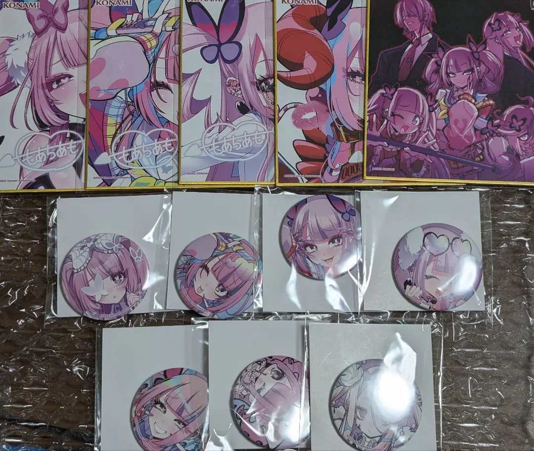 Thumbnail of Lot of 12 "Saiai Chiamo" Ichiban Kuji Prizes: C Prize Shikishi (Art Board) and D Prize Can Badges