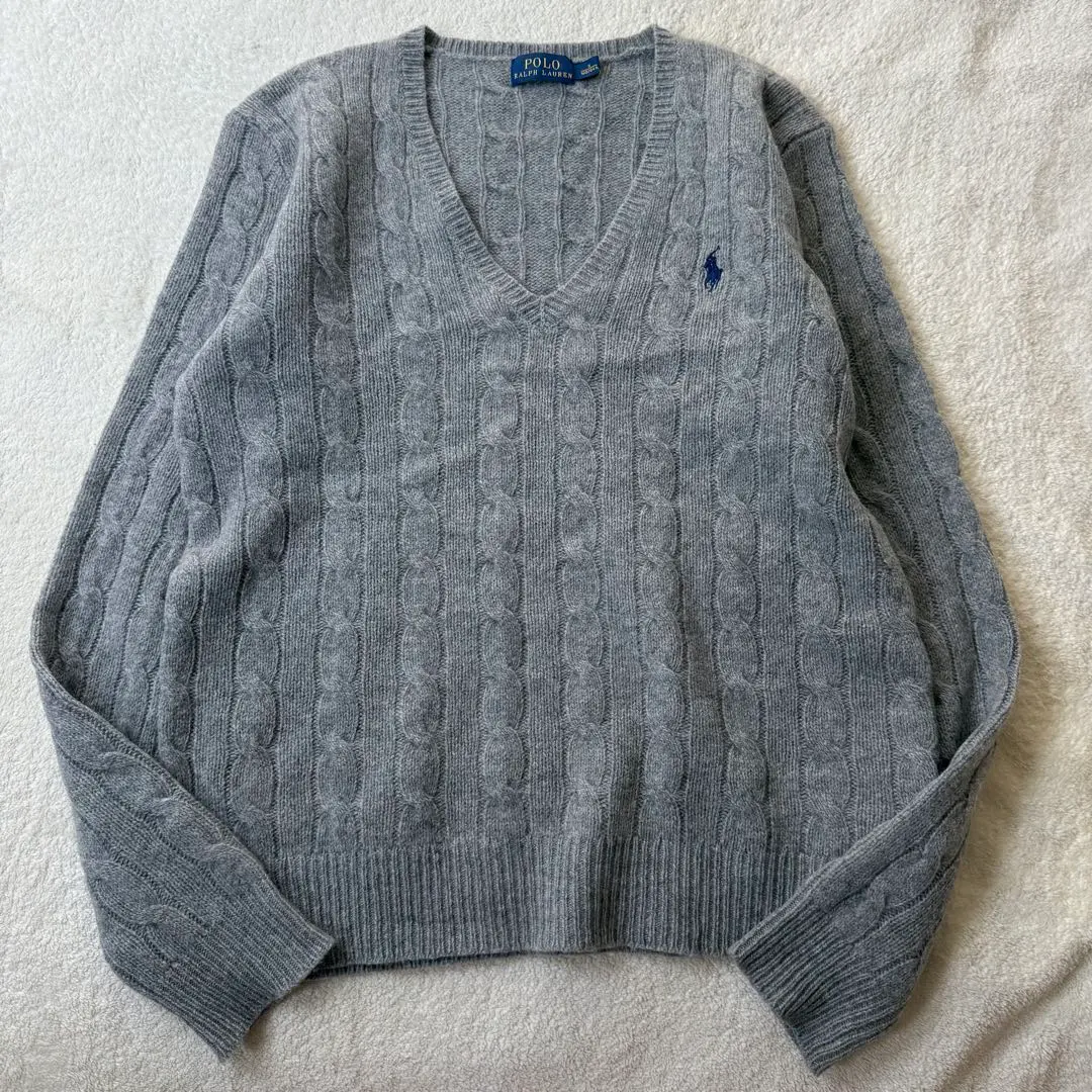 Thumbnail of Polo Ralph Lauren Cashmere Blend Cable Knit Sweater Gray Long Sleeve