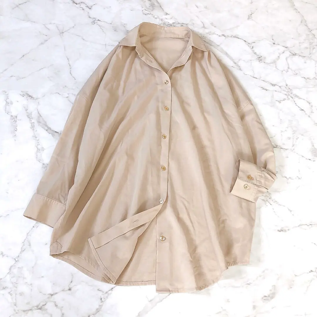 Thumbnail of Loungedress Big Silhouette Shirt, Gold Buttons, Beige