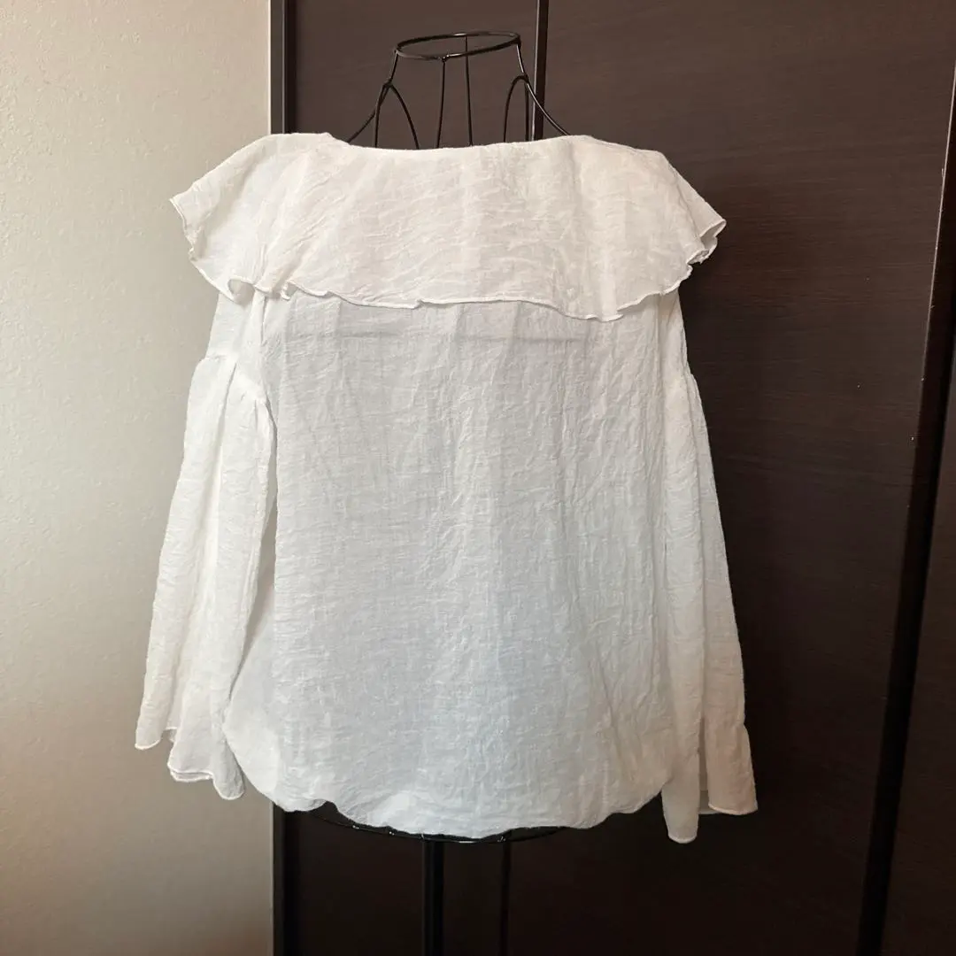 Thumbnail of White Off-the-Shoulder Shirt with Frills