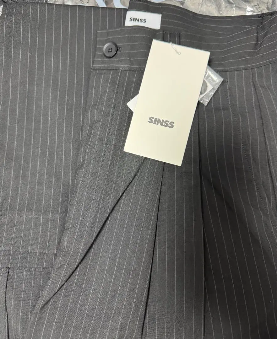 SINSS２タックワイドストレートストライプスラックス Two tuck wide straight stripe slacks / 2タックワイド