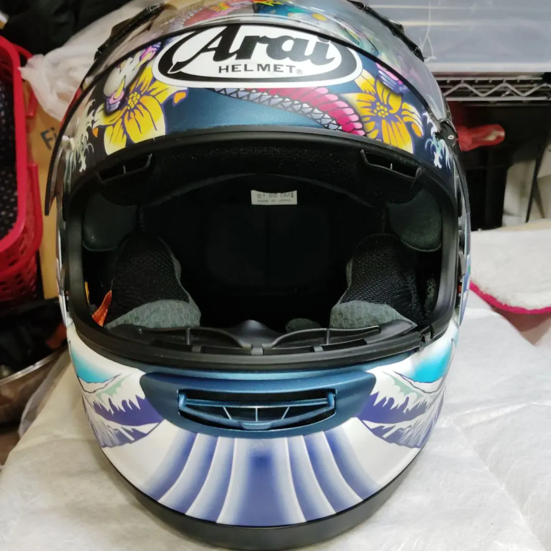 (Arai)バイクヘルメットフルフェイス辰柄⭐︎龍和柄 ミラースモーク付き(M) Arai)バイクヘルメットフルフェイス辰柄⭐︎龍和柄 ミラー
