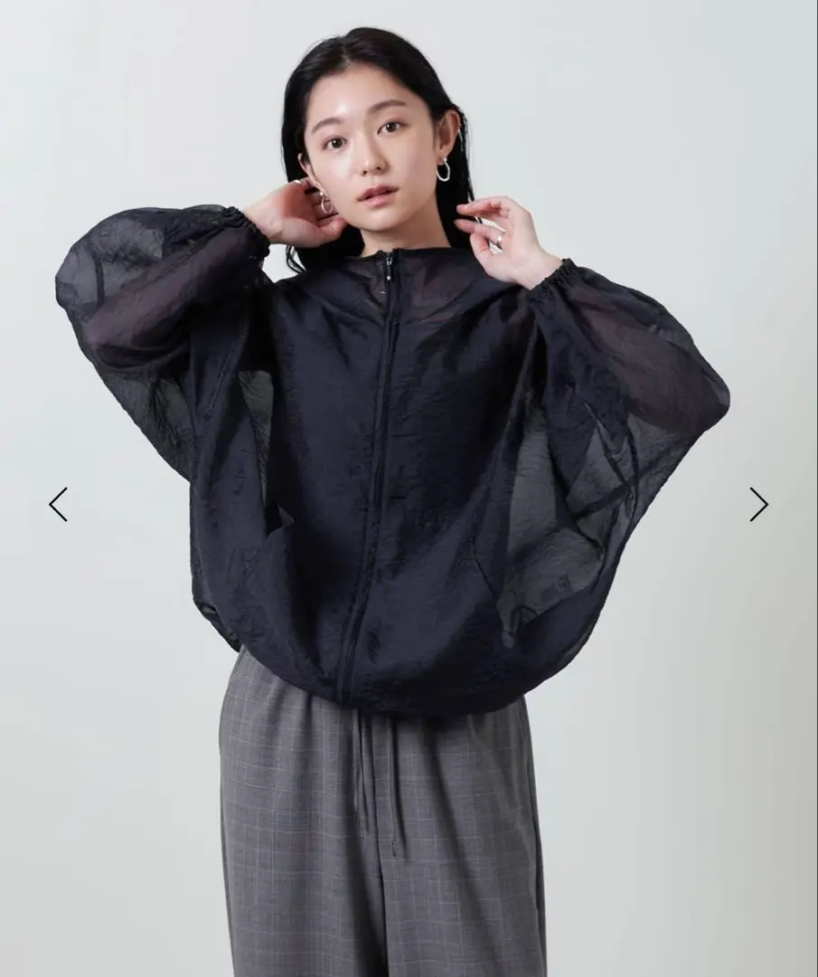 美品＜MARW UNITED ARROWS＞オーガンジー シアーパーカー黒 MARW UNITED ARROWS＞シアー パーカー（パーカー）｜MARW UNITED