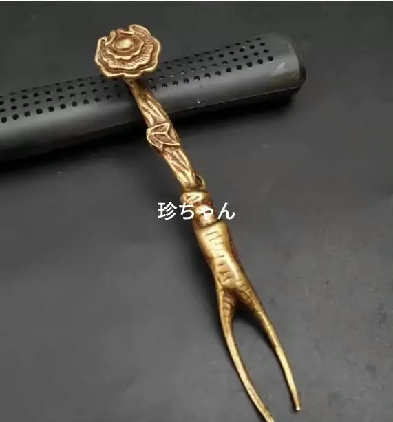 人參如意壺叉 蓋叉 茶寵 置物 銅器 裝飾品 工藝品 美術品 的縮圖