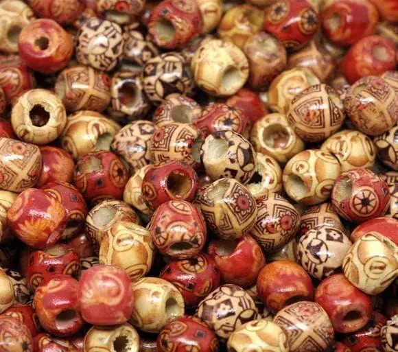 Thumbnail of Almost Sold Out! Colorful Natural Pattern Wood Beads, Approximately 30 pieces, 17mm x 16mm