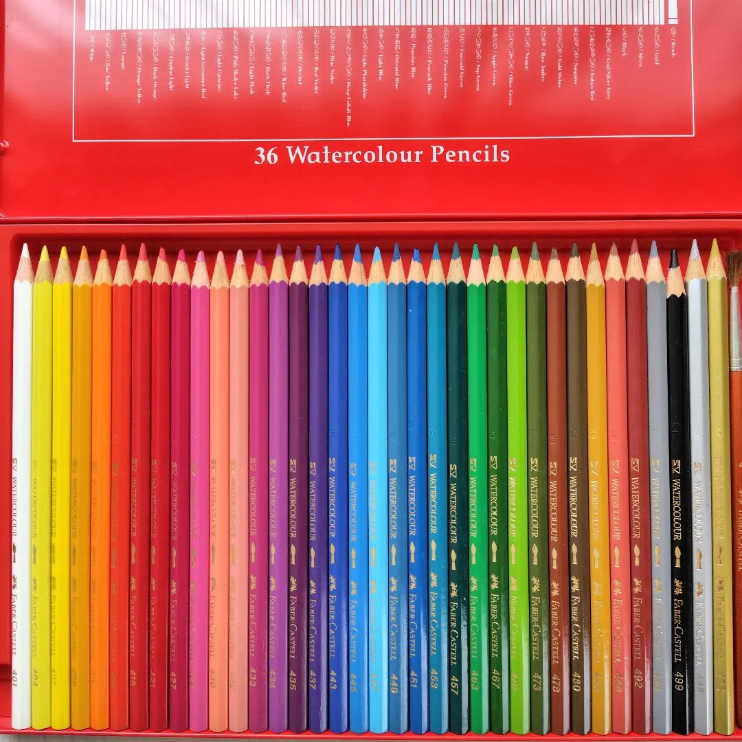 Thumbnail of FABER-CASTELL Watercolor Pencils 36 Colors with Brush in Tin Case, Shachihata