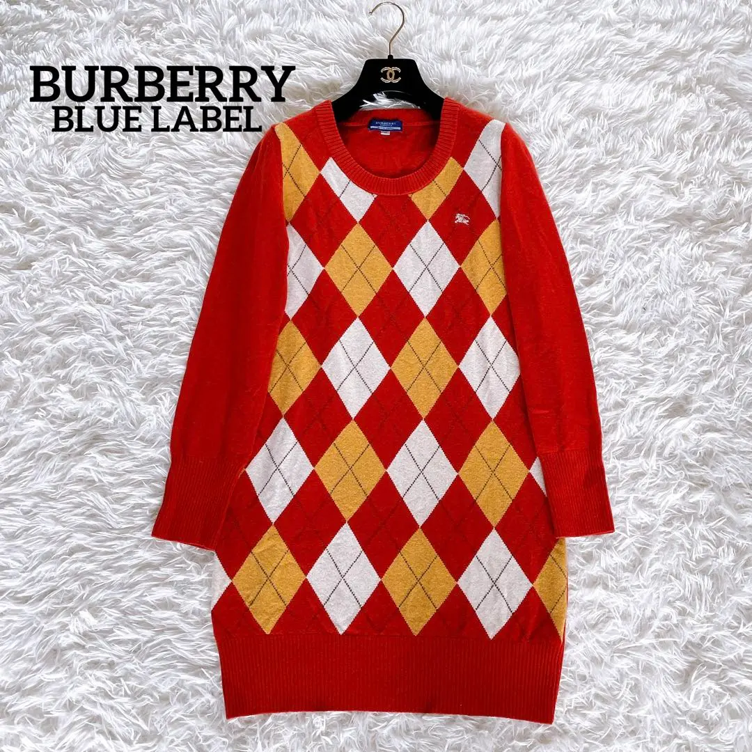 Thumbnail of Rare ✨ [Burberry Blue Label] Cashmere Wool Blend Argyle Knit Dress