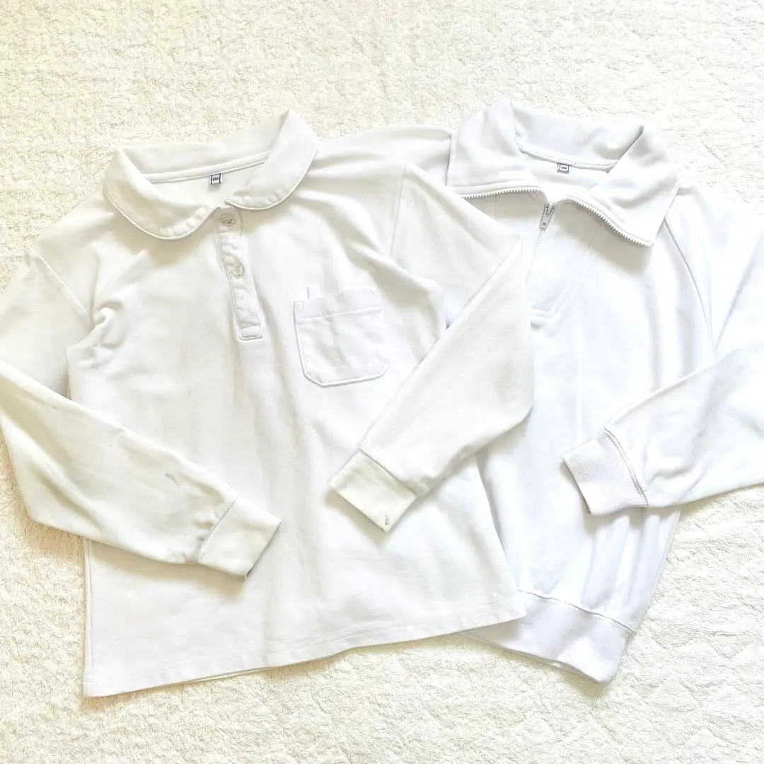 Thumbnail of Set of 2! Hiraki school polo shirt and gym uniform, long sleeve, size 130