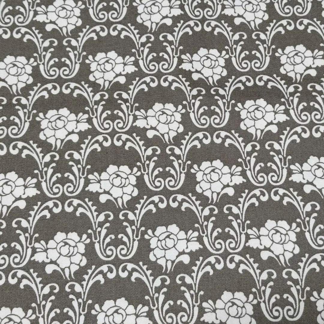 Thumbnail of Damask pattern floral gray fabric remnant