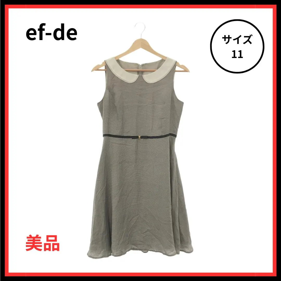 Thumbnail of Excellent Condition: ef-de Mini Dress Sleeveless Belted Gray 11 Made in Japan
