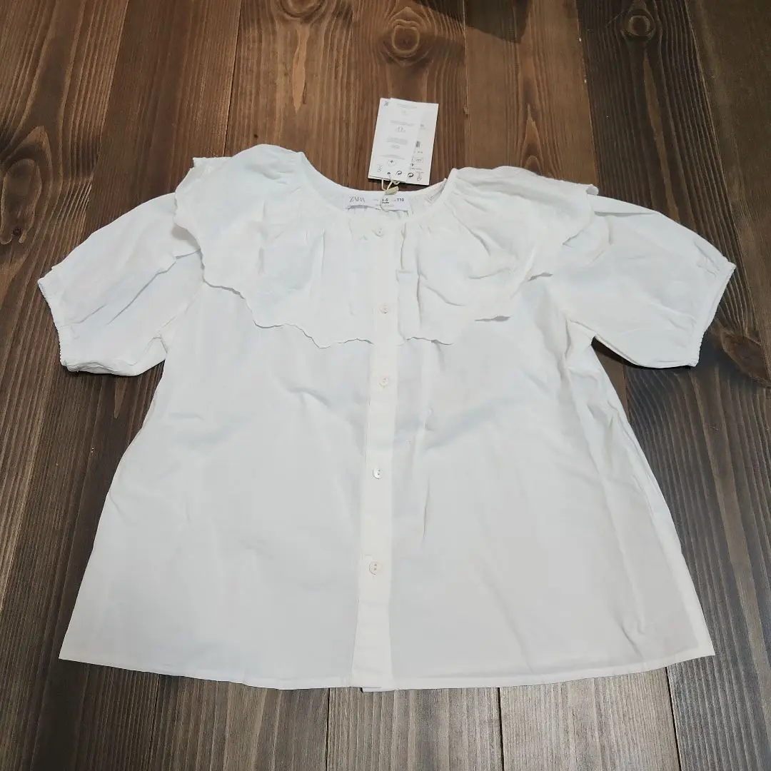 Thumbnail of ZARA White Shirt with Ruffles 110cm