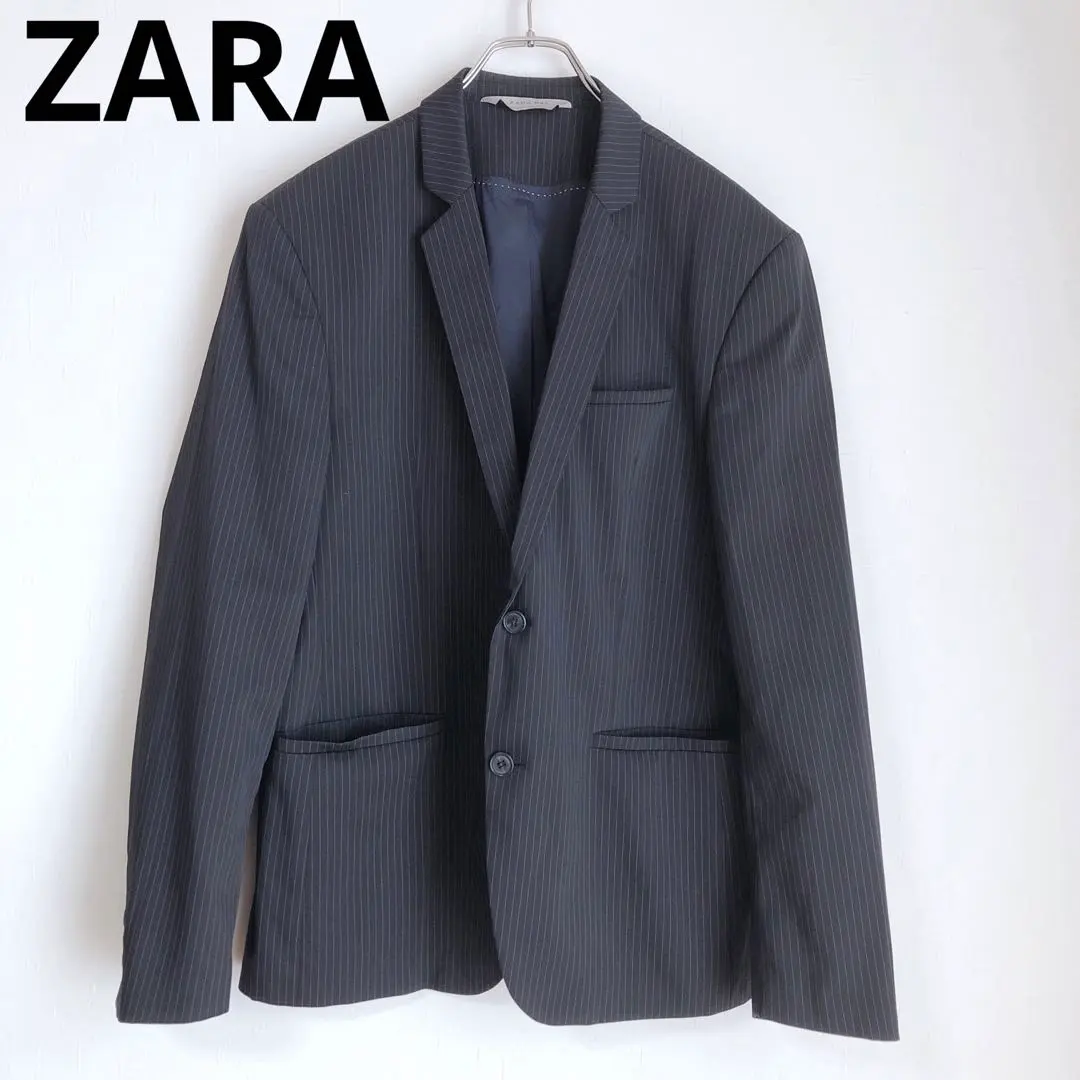 ZARA 男士西裝外套 條紋 商務 外套 海軍藍 54 的縮圖