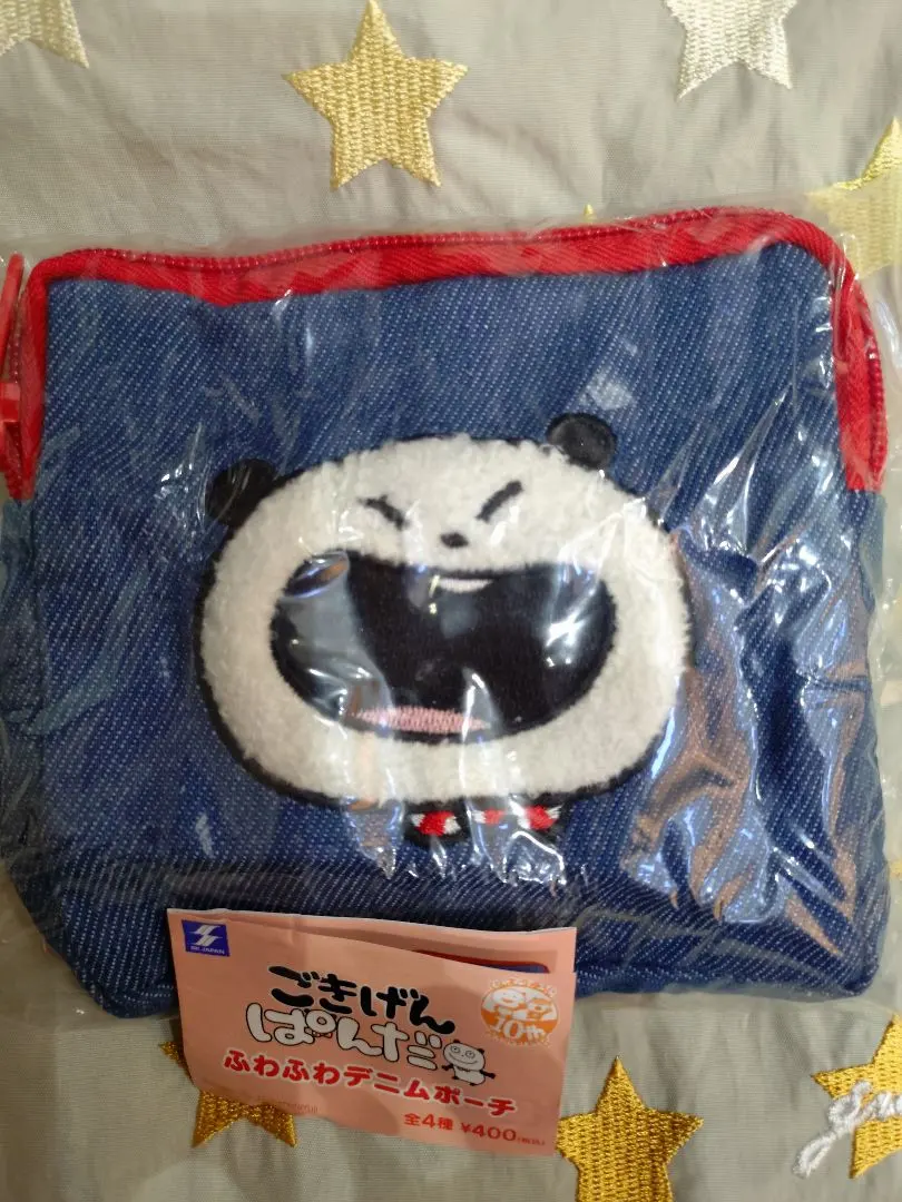 Thumbnail of Gokigen Panda Fluffy Denim Pouch Haha!