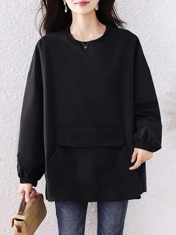 Thumbnail of Plain T-shirt Long Sleeve Women's I Big Size Tops Large Pocket