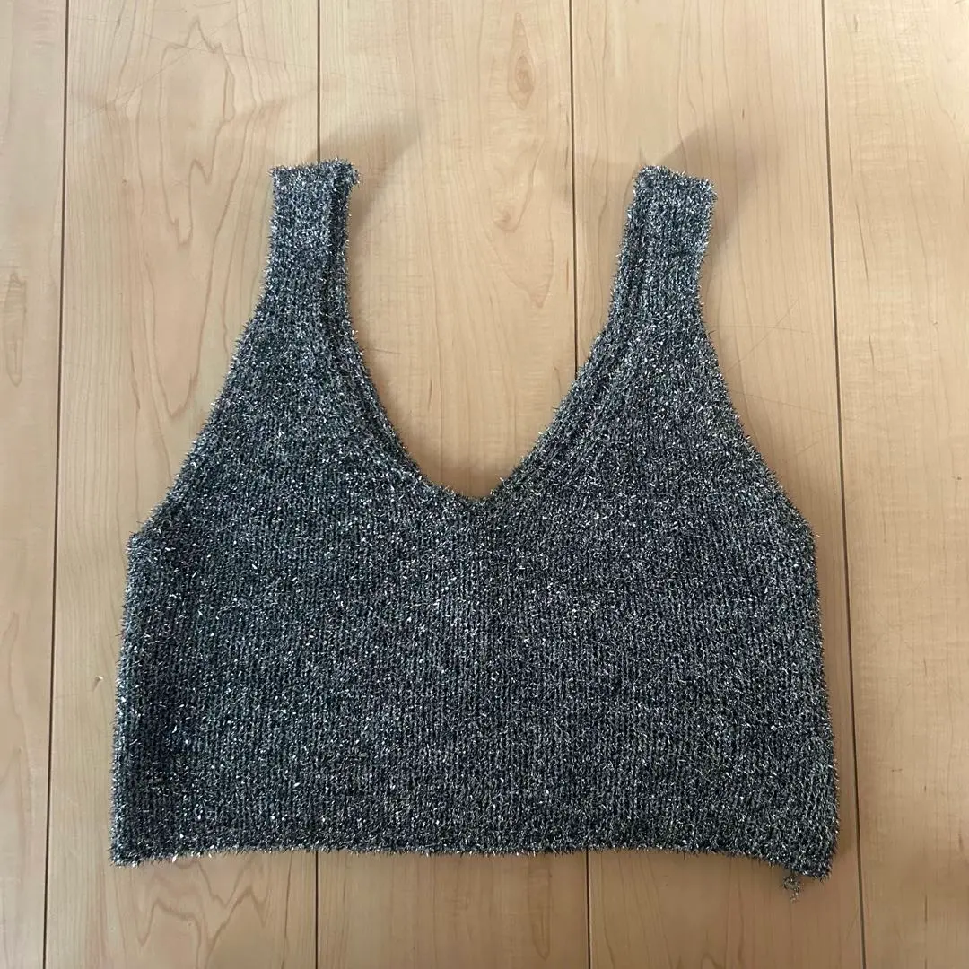 JEANASIS 銀灰色 V領 針織背心 胸衣 的縮圖