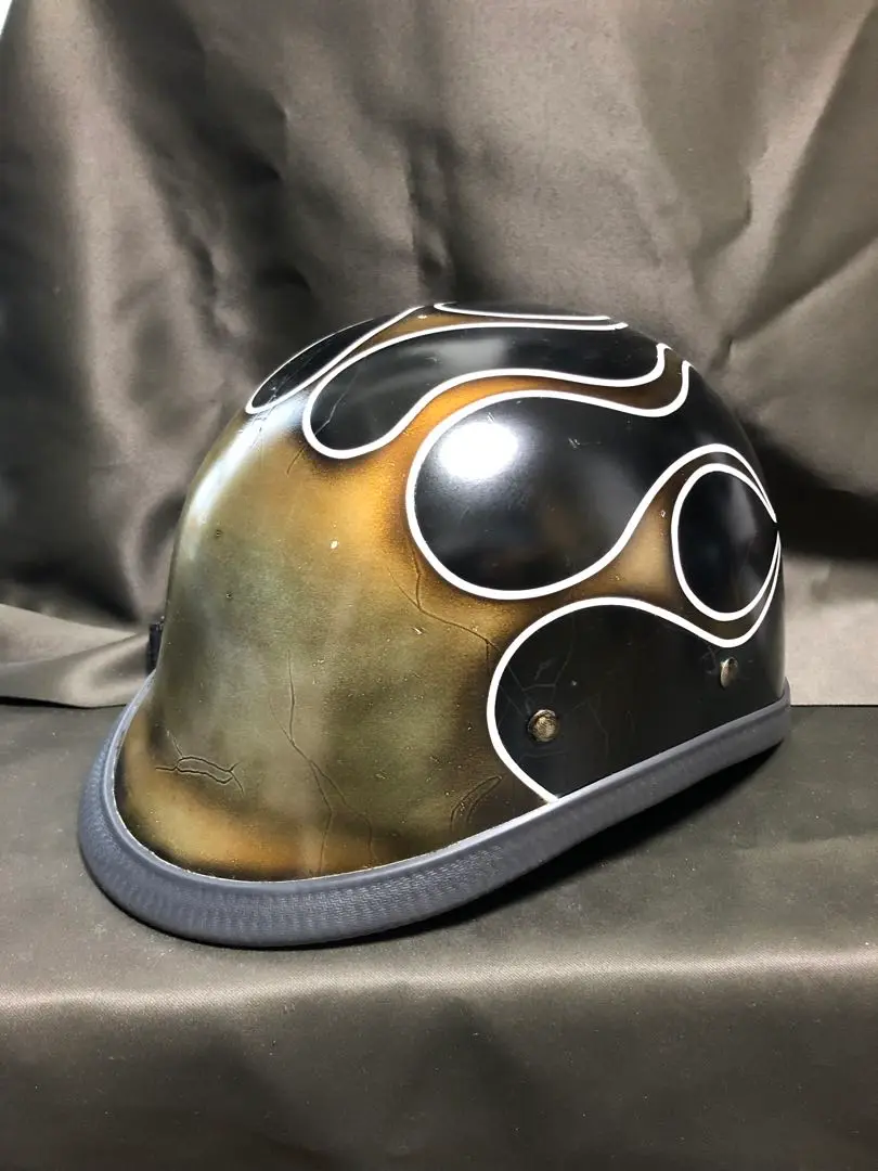 半ヘル　ホライズン　イーグル黒　銀フレーム　XL Novelty Helmet ノベルティーヘルメット HORIZON HELMETS