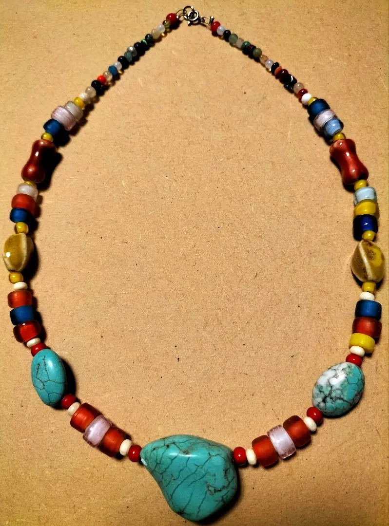 Thumbnail of Extra Large Indian Turquoise Necklace Navajo 925 Santo Domingo Vintage