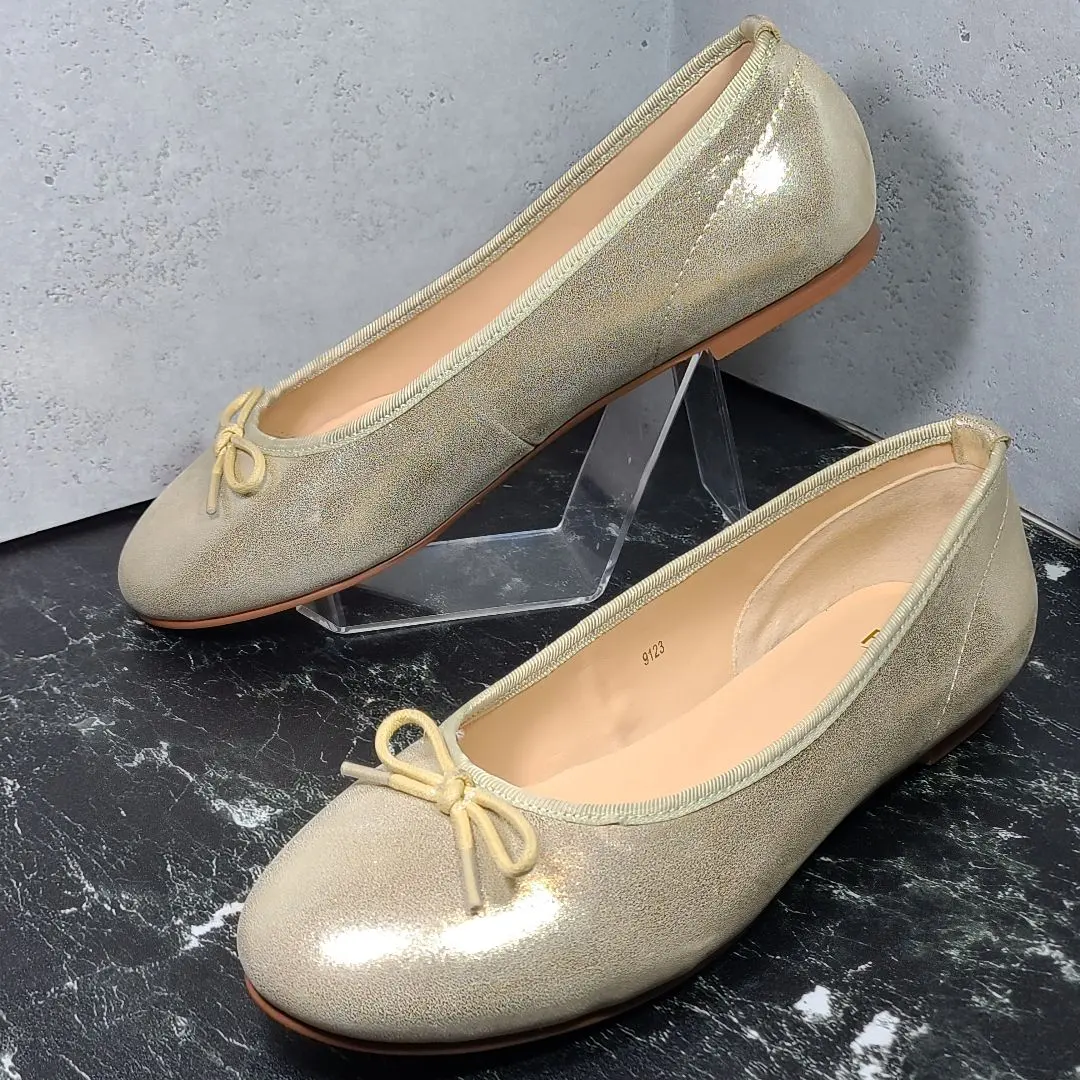 Thumbnail of 24cm 【Fin】 Fin Genuine Leather Round Ballet Flats Gold