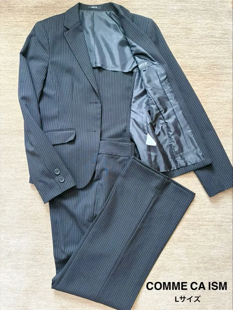 【超美品】COMME CA ISM 黑色條紋 西裝褲 背部鏤空 L 的縮圖