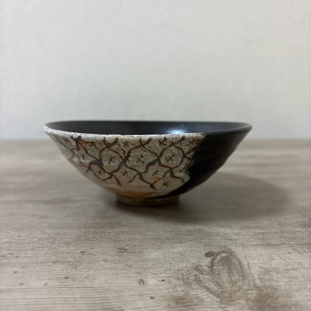 黑織部 天目茶碗 時代〈檢 茶道具 抹茶茶碗 飯碗 油滴 鐵釉 京 清水 的縮圖