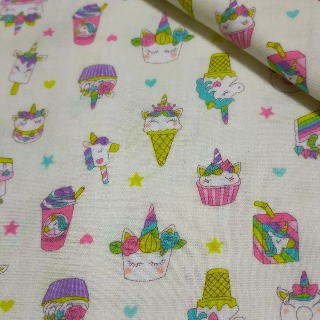 ★獨角獸甜點<W紗布>布料 碎布 [白] 的縮圖