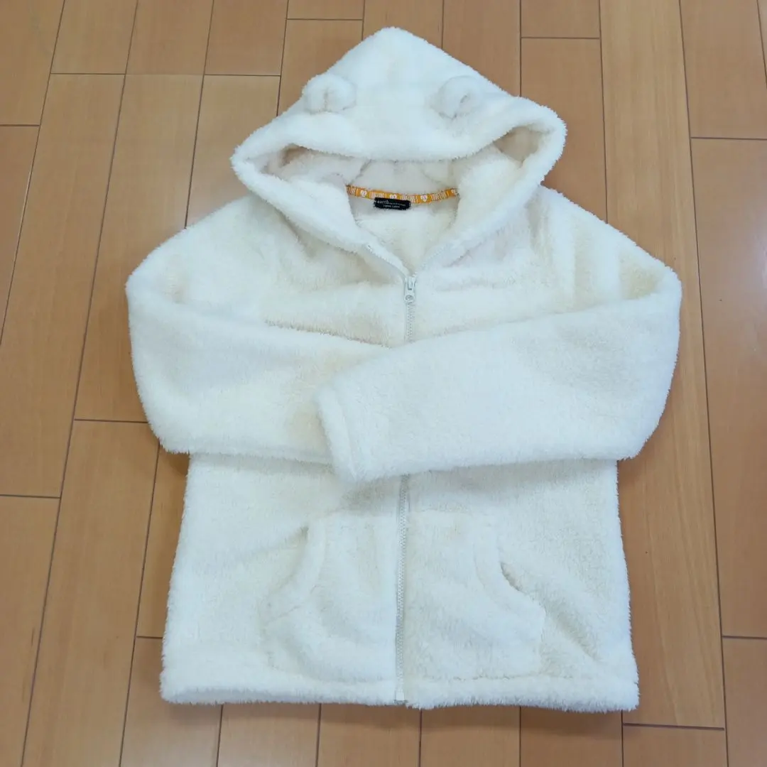 連帽白色羊毛外套 外套 毛茸茸 的縮圖