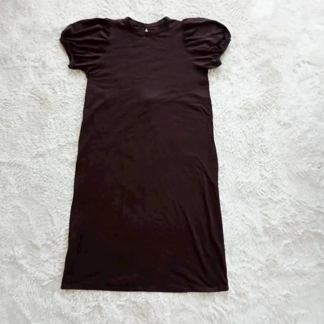 Thumbnail of Cut and sew dress, long length, puff sleeves, gathered, stretchy, casual