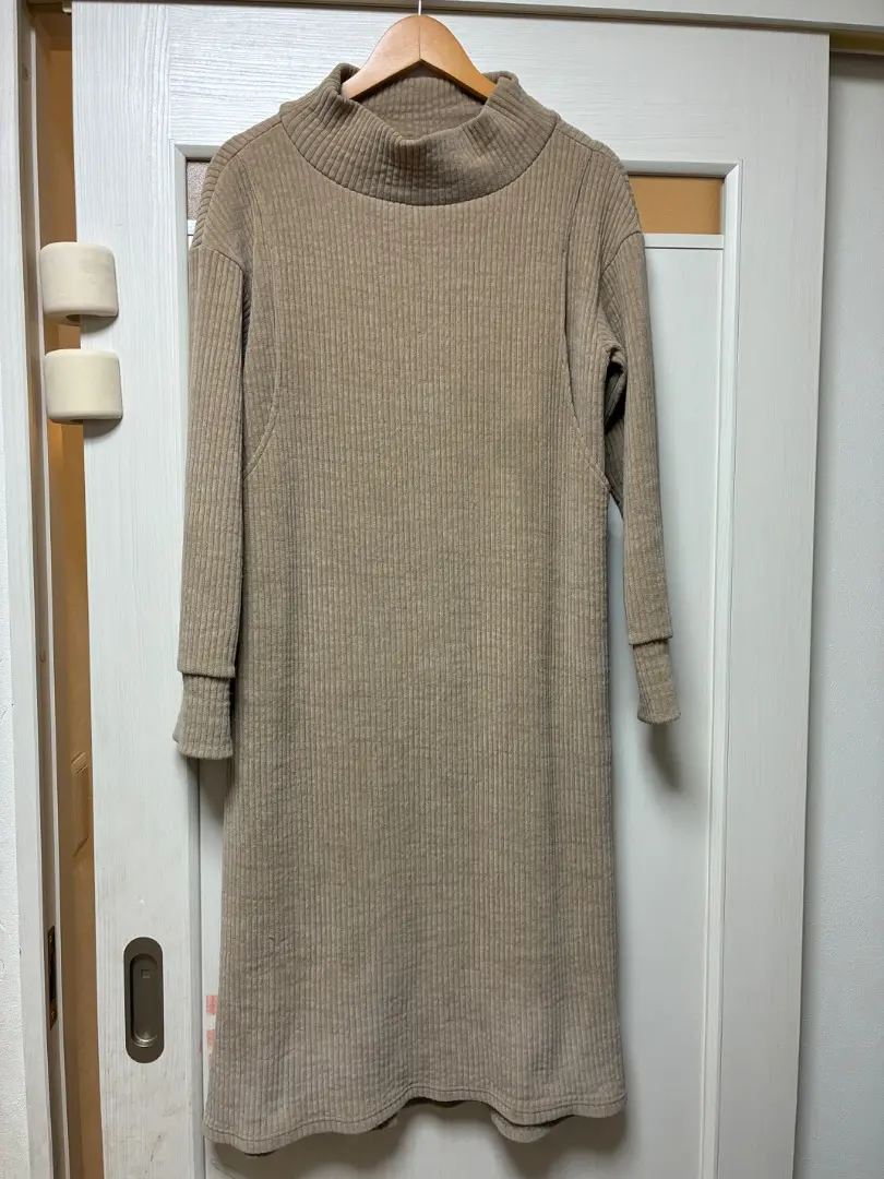 Thumbnail of Beige Turtleneck Nursing Dress