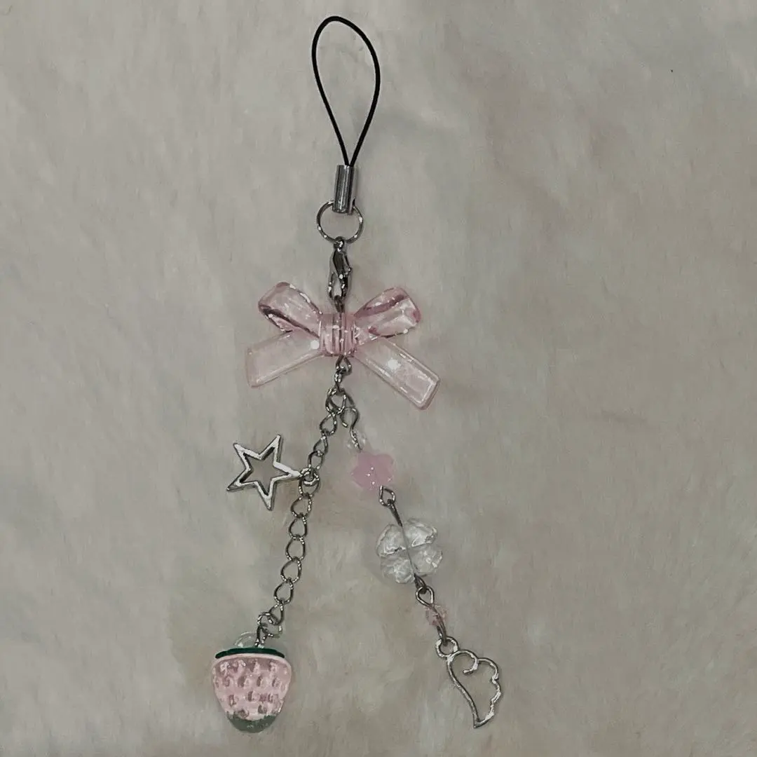 串珠鑰匙圈 粉紅色 草莓 的縮圖