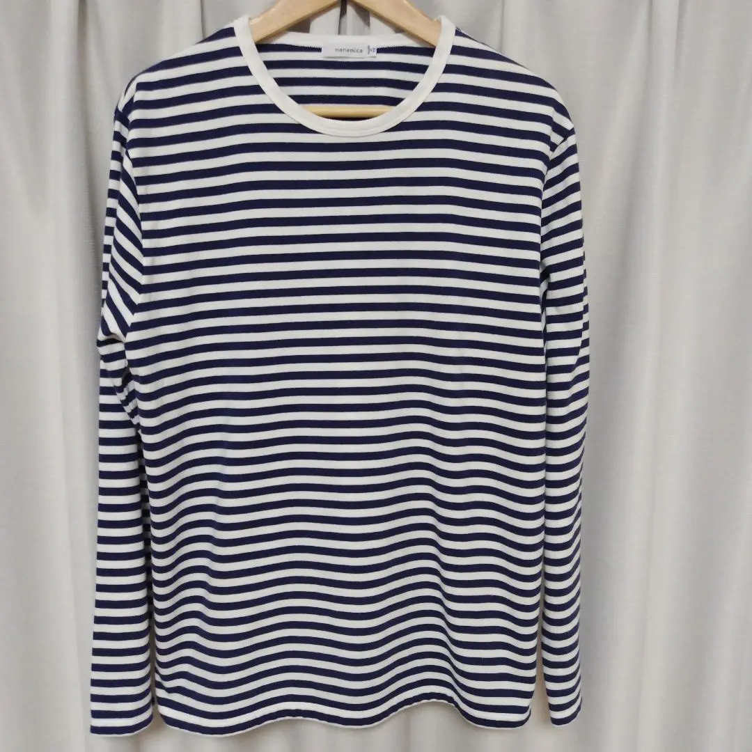 nanamica 條紋長袖T恤 COOLMAX M 尺寸 SUHS851 深藍×白 的縮圖