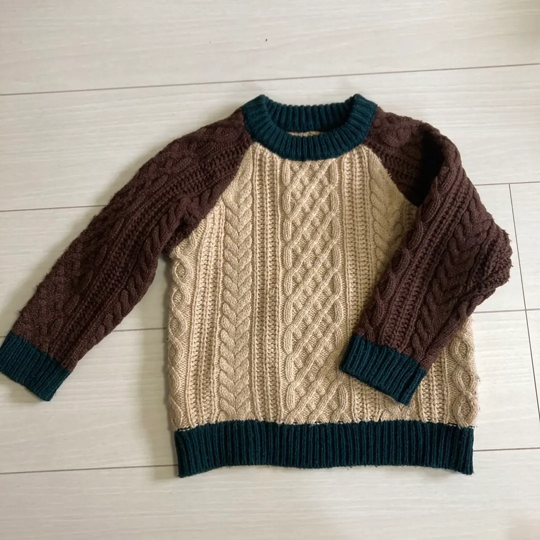 Ocean&Ground 纜線編織毛衣 米色/茶色/綠色 的縮圖