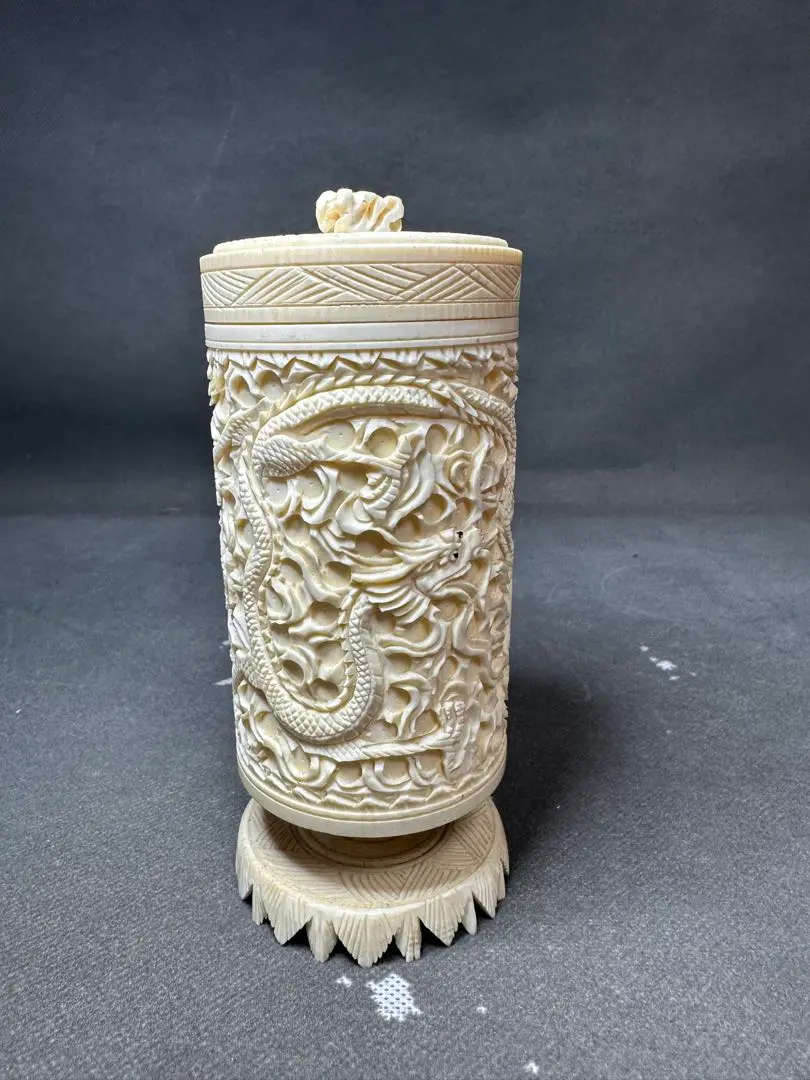 Thumbnail of Exquisite Vase Ornament, Natural Material, Antique, Curio, Decorative Item, Old Art, Intricate Carving