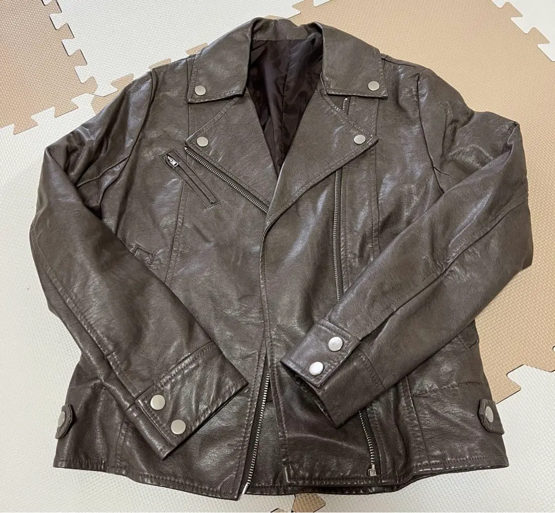 美品 MaxMara ダブルライダースジャケット レザージャケット ドット 黒 ZARA ブラック ダブルライダースジャケット L