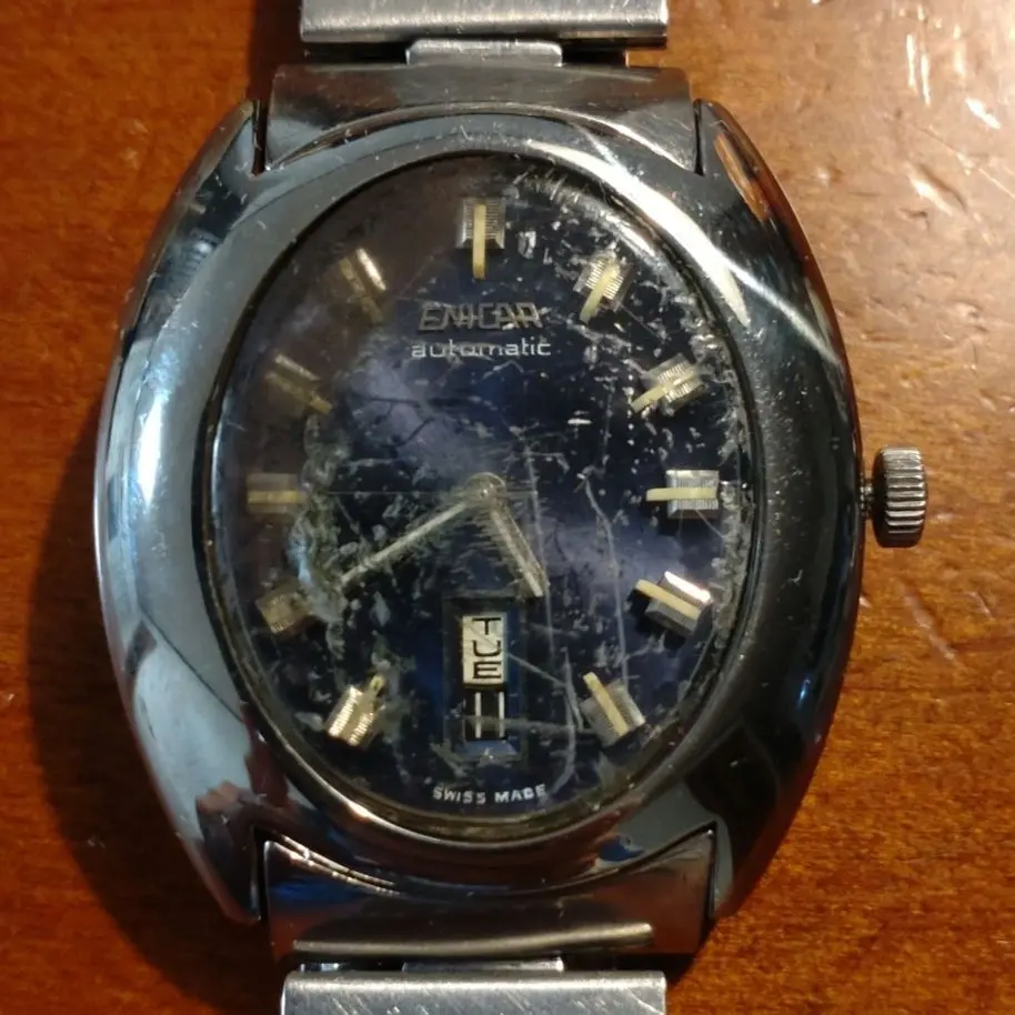 【動作品】ENICAR 25石　自動巻き　裏スケ2165.40.80 腕時計 2025年最新】エニカ 自動巻き時計の人気アイテム - メルカリ